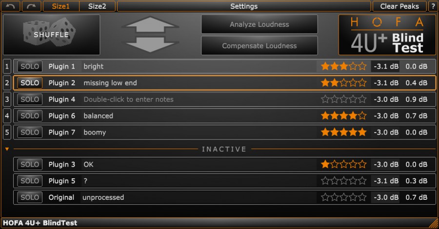 Hofa 4U+ BlindTest plugin